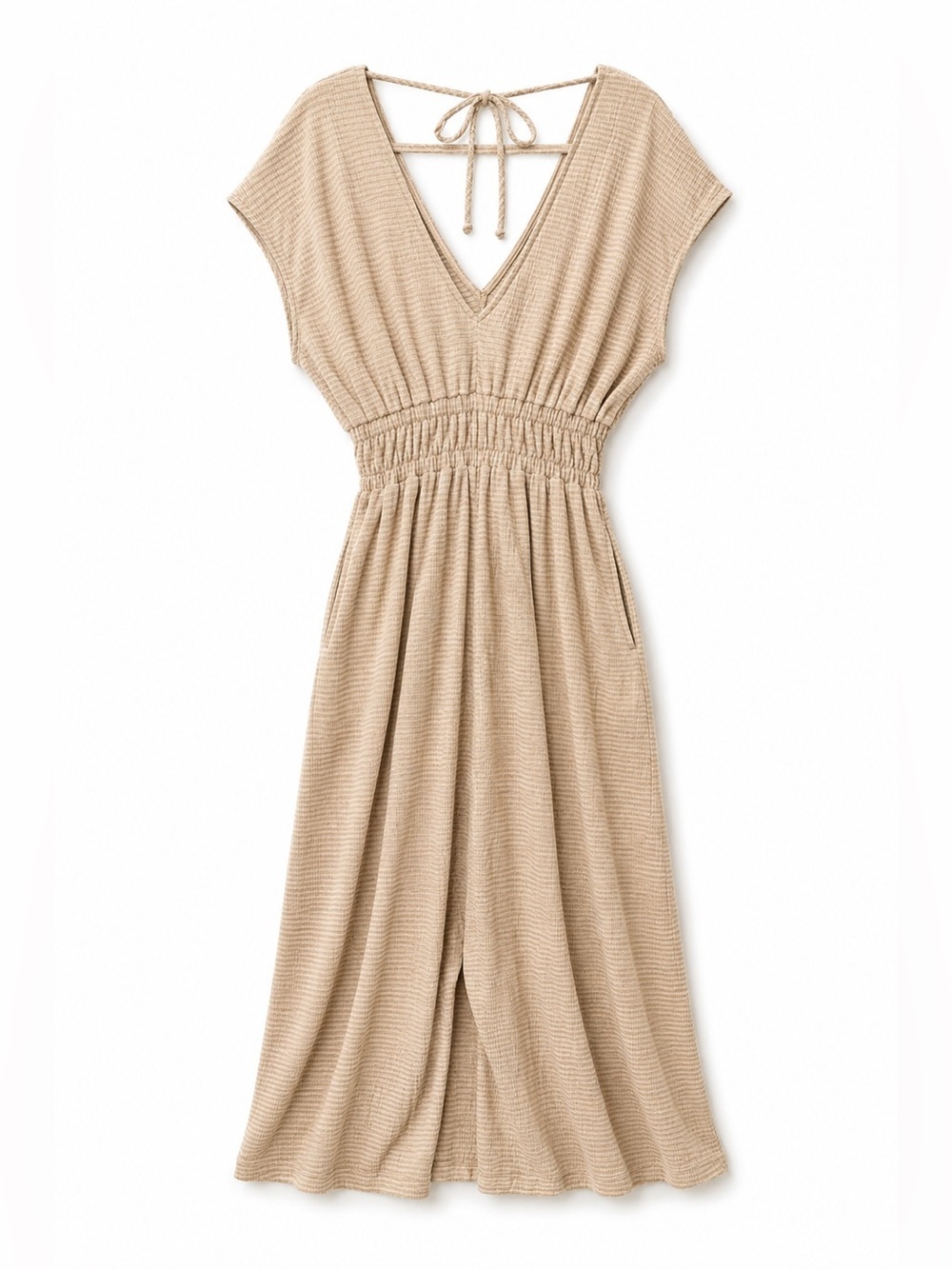 By Together Taupe Wide Leg Jumpsuit Pockets Made USA Small - Picture 2 of 15